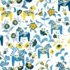 Tissu Leksand, bleu-jaune