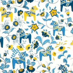 Tissu Leksand, bleu-jaune