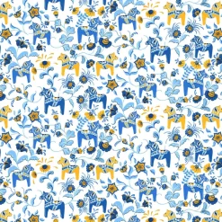 Tissu Leksand mini, Jaune-bleu