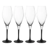 Verre à champagne Manufacture Rock 26 cl, lot de 4, Transparent-noir