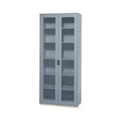 Vitrine haute Snö F, Nordic blue, support en bouleau, dj.30 cm