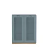 Vitrine Snö E, Nordic blue, support en chêne, dj.42 cm