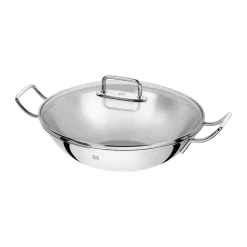 Wok Zwilling Plus avec couvercle en verre Ø32 cm, Acier inoxydable